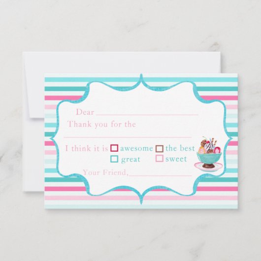 水彩アイスクリームサンデ誕生日フィル感謝していイン サンキューカード (正面)