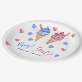 水彩アイスクリームジェンダー表示 ペーパープレート (アングル)