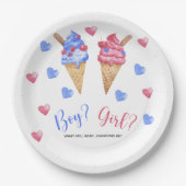 水彩アイスクリームジェンダー表示 ペーパープレート (正面)
