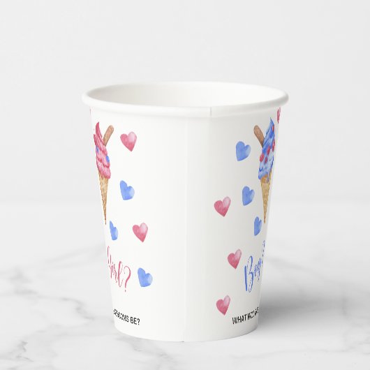 水彩アイスクリームジェンダー表示 紙コップ (右)