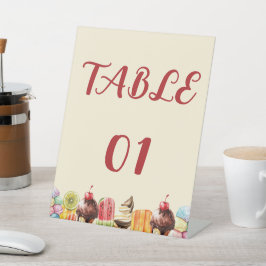 水彩アイスクリームスイートベビーシャワーテーブル 台座サイン