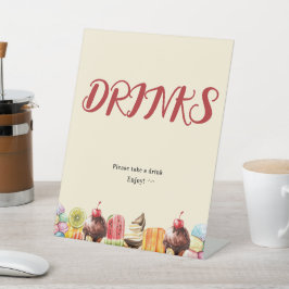 水彩アイスクリームスイートベビーシャワードリンク 台座サイン