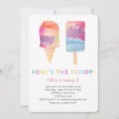 水彩アイスクリームバースデーパーティー招待状 招待状 (正面)