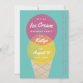 水彩アイスクリームバースデーパーティー 招待状 (正面)