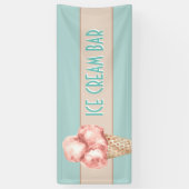 水彩アイスクリームバーヴィンテージスタイルブルーピンク 横断幕 (縦)