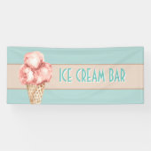 水彩アイスクリームバーヴィンテージスタイルブルーピンク 横断幕 (横)