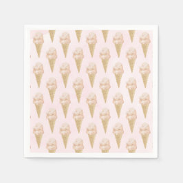 水彩アイスクリームパターン夏 スタンダードカクテルナプキン