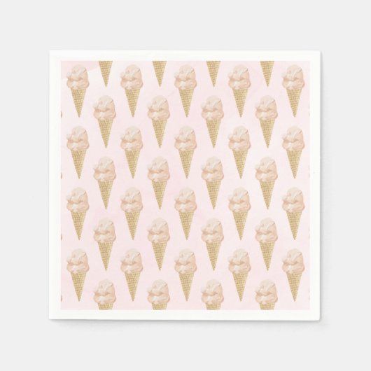 水彩アイスクリームパターン夏 スタンダードカクテルナプキン (正面)
