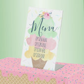 水彩アイスクリームパーティースモールメニュー 台座サイン