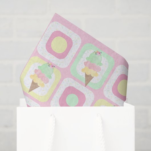 水彩アイスクリームパーティー 薄葉紙 (ギフトバッグ)