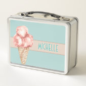 水彩アイスクリームヴィンテージスタイル パーソナライズされた メタルランチボックス (裏面)