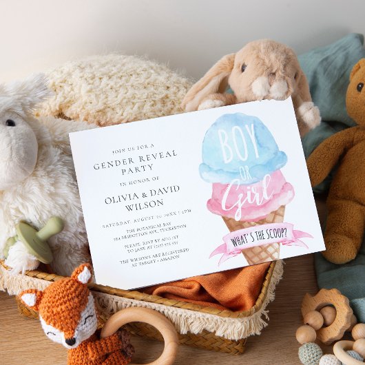 水彩アイスクリーム性別の表示 招待状