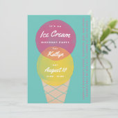 水彩アイスクリーム誕生日パーティー 招待状 (スタンド正面)