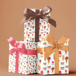 水彩アイスクリーム&ポプシクルズポップコーン ラッピングペーパー