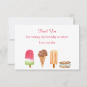 水彩アイスクリーム&ポプシクルバースデーパーティー サンキューカード (正面)