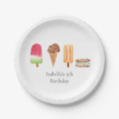 水彩アイスクリーム&ポプシクルバースデーパーティー ペーパープレート (正面)