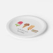 水彩アイスクリーム&ポプシクルバースデーパーティー ペーパープレート (アングル)