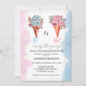 水彩アイスクリーム　性別発表を推測する 招待状 (正面)