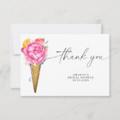 水彩アイスクリーム – 感謝していユーブライダルシャワー サンキューカード (正面)