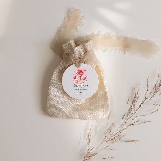 水彩アイスクリーム 感謝 ブライダルシャワー フェイバータグ