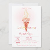 水彩アイスクールクリーム水玉模様ベビーシャワー 招待状 (正面)
