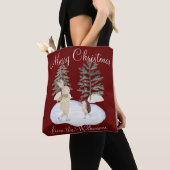 水彩アイススケートで滑る森林動物オンブルゴーニュ トートバッグ (クローズアップ)