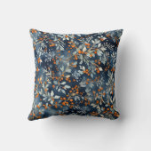 水彩アイスブルー冬花の模様 クッション (裏面)