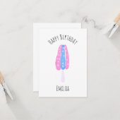 水彩アイスポップ・アートのクリーム7月誕生日4日 カード (正面/裏面インサイチュ)