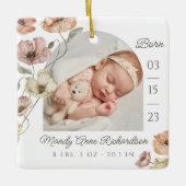 水彩アイスランドポピーベビー誕生写真 セラミックオーナメント (正面)