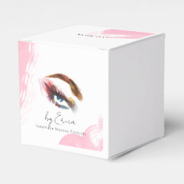 水彩アイブラッシュストローク赤面ピンクありがとうQR フェイバーボックス