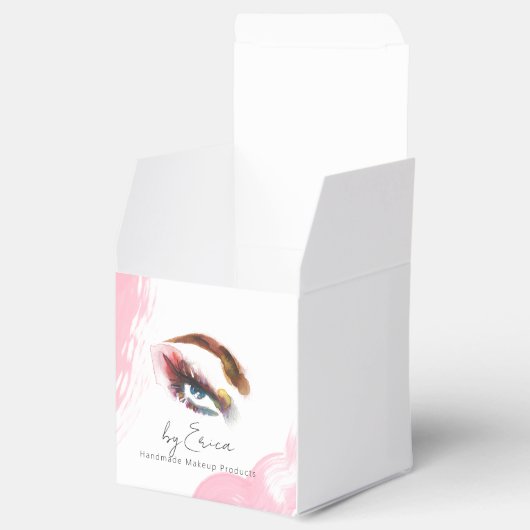 水彩アイブラッシュストローク赤面ピンクありがとうQR フェイバーボックス (オープン)