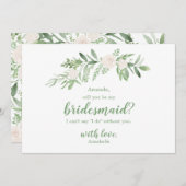 水彩アイボリーのローズウェディング 私のブライズメイドになって 招待状 (正面/裏面)