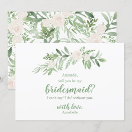 水彩アイボリーのローズウェディング 私のブライズメイドになって 招待状