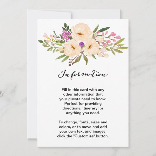 水彩アイボリーの花束 アネモネ 招待状 (正面)