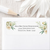 水彩アイボリーイエロー赤面バラ ラベル (インサイチュ)