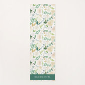 水彩アイボリークリームフローラ&グリーンリー ヨガマット (正面)