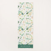 水彩アイボリークリームフローラ&グリーンリー ヨガマット (裏面)