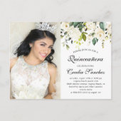 水彩アイボリーバラキンセアニェラ写真招待 ポストカード (正面)