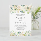 水彩アイボリーフラワーガーランドQRコード結婚ズ 招待状 (スタンド正面)