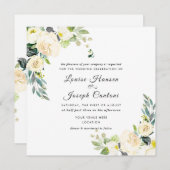 水彩アイボリーフラワーズブルーガムユーカリプタス 招待状 (正面/裏面)