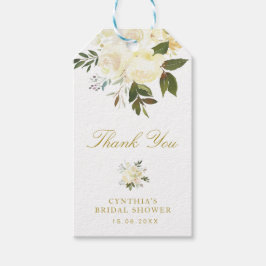 水彩アイボリーフローラブライダルシャワー ギフトタグ