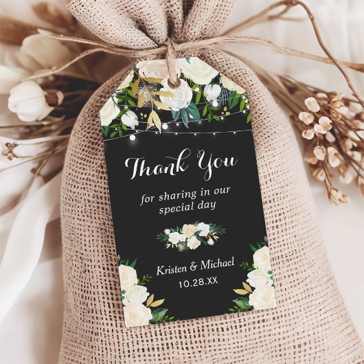 水彩アイボリーフローラ結婚式の引き出物ありがとう ギフトタグ