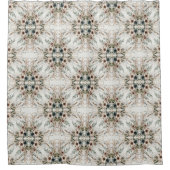 水彩アイボリーブルーフラワーシャワーカーテン シャワーカーテン (正面)