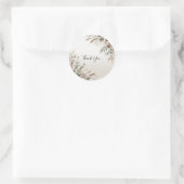 水彩アイボリーブルーフラワーステッカー ラウンドシール (バッグ)