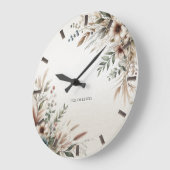 水彩アイボリーブルーフラワーズウォールクロック ラージ壁時計 (傾斜)