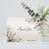 水彩アイボリーブルーフラワーズサンキューカード サンキューカード (スタンド正面)