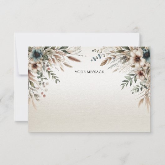 水彩アイボリーブルーフラワーズサンキューカード サンキューカード (裏面)