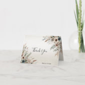 水彩アイボリーブルーフラワーズサンキューカード サンキューカード (正面)