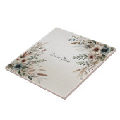 水彩アイボリーブルーフラワーズセラミックタイル タイル (側面)