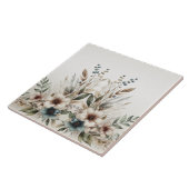 水彩アイボリーブルーフラワーズセラミックタイル タイル (側面)